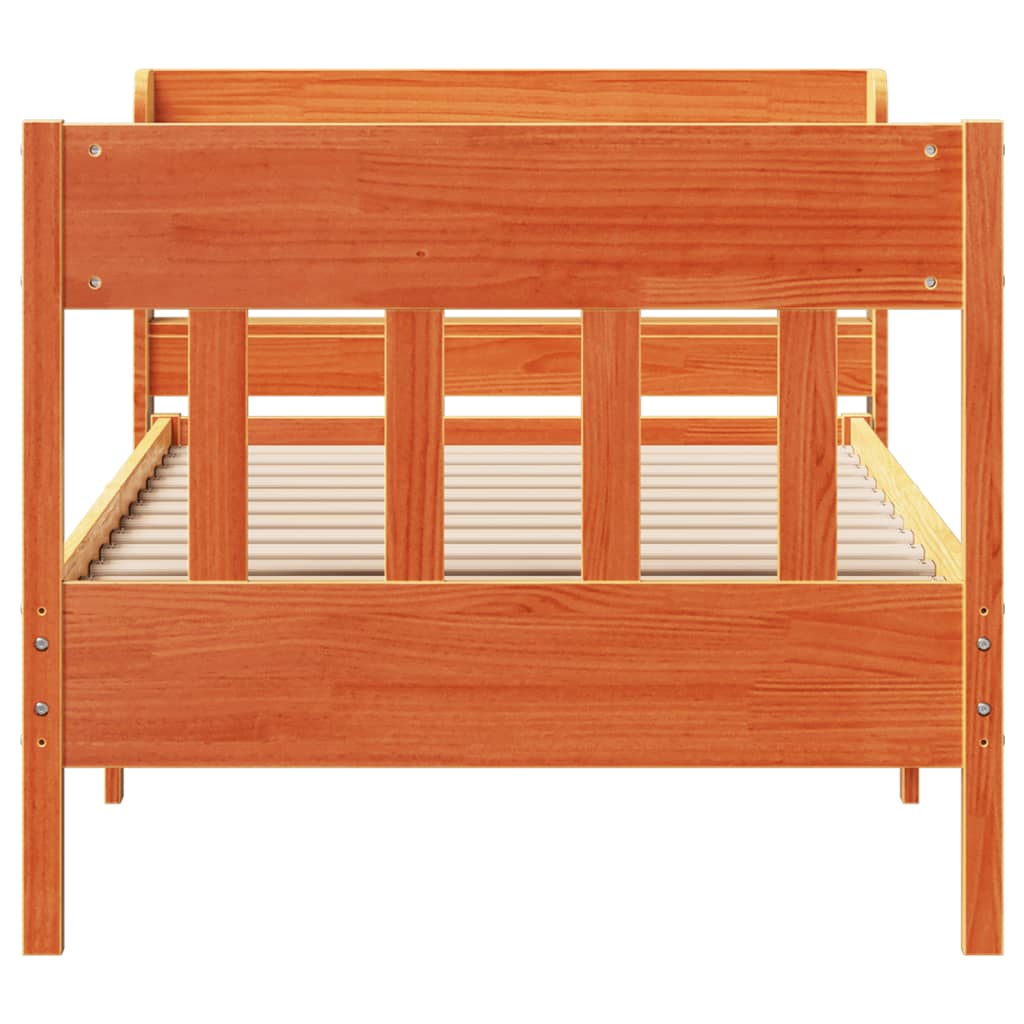Bed Frame without Mattress Wax Brown 100x200 cm Solid Wood Pine