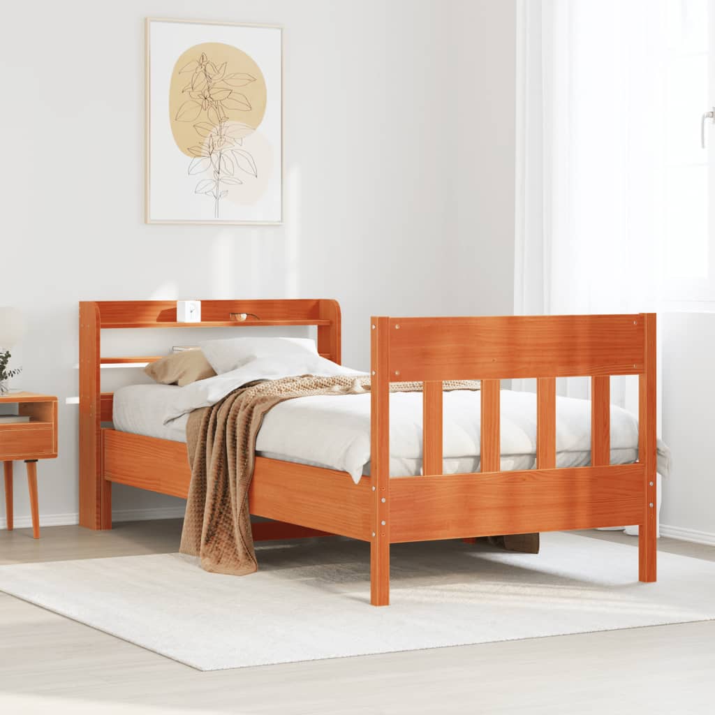 Bed Frame without Mattress Wax Brown 100x200 cm Solid Wood Pine