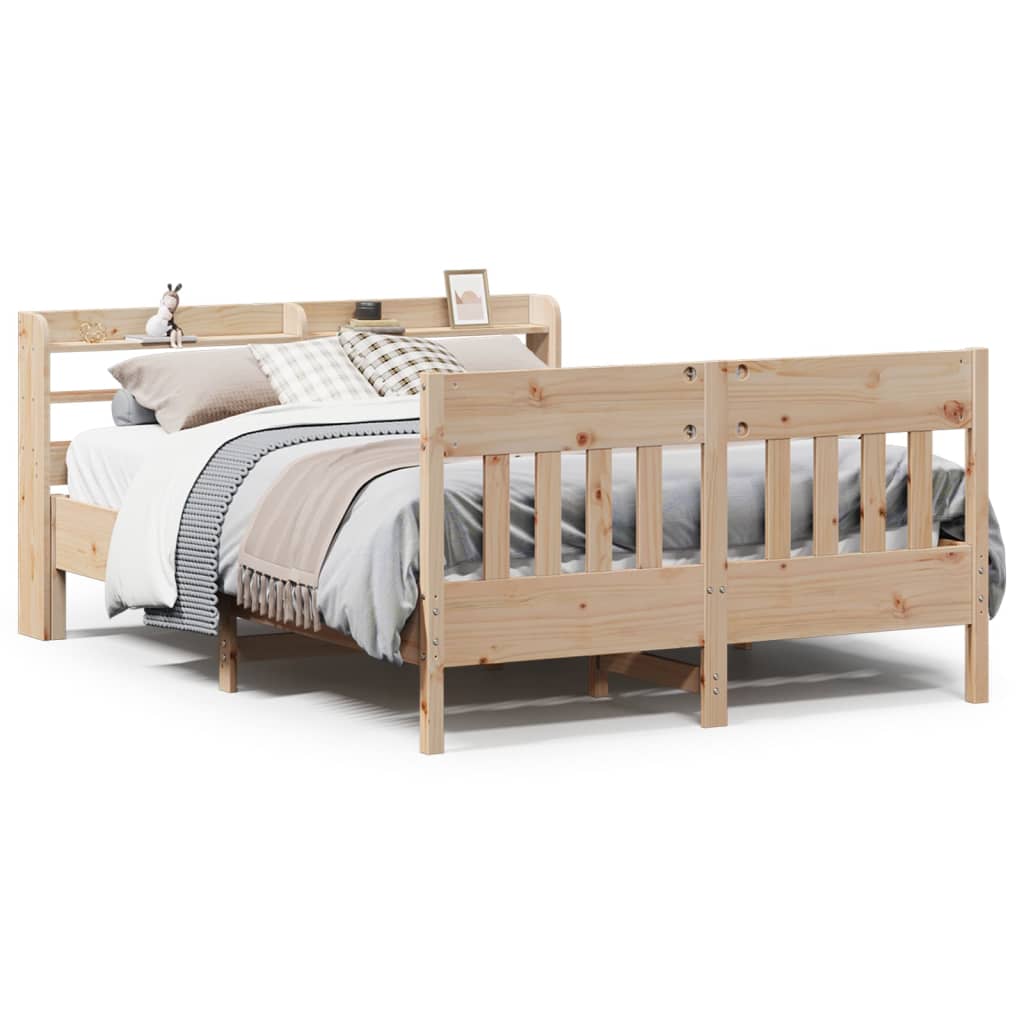 Bed Frame without Mattress 135x190 cm Double Solid Wood Pine