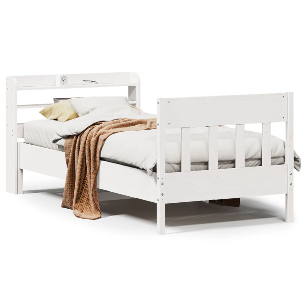Bed Frame without Mattress White 90x190 cm Single Solid Wood Pine