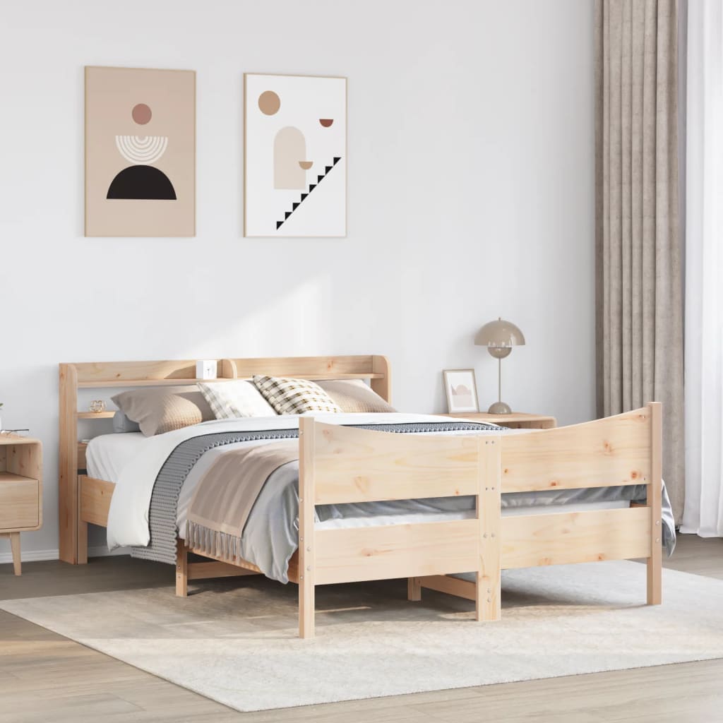 Bed Frame with Headboard 140x200 cm Solid Wood Pine