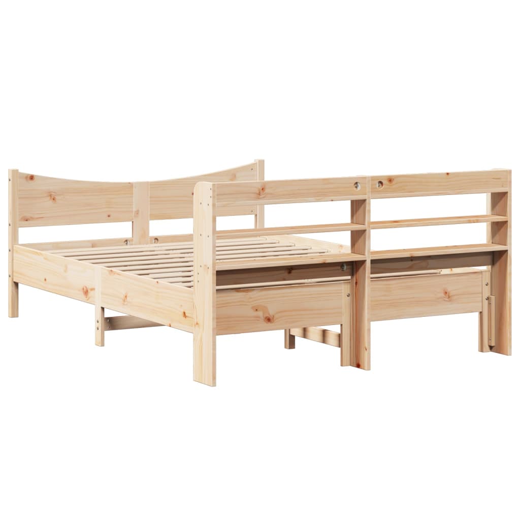 Bed Frame with Headboard 140x200 cm Solid Wood Pine