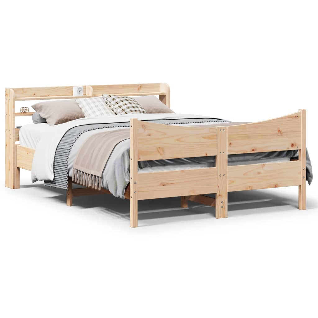 Bed Frame with Headboard 140x200 cm Solid Wood Pine