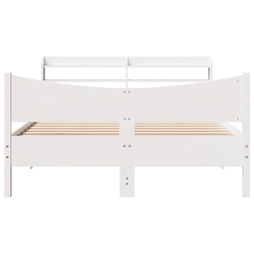 Bed Frame with Headboard White 140x190 cm Solid Wood Pine
