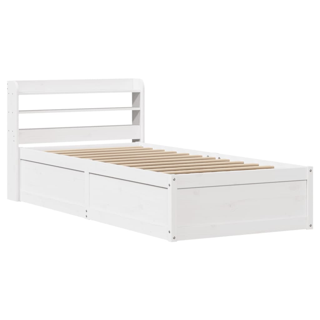 Bed Frame with Headboard White 100x200 cm Solid Wood Pine