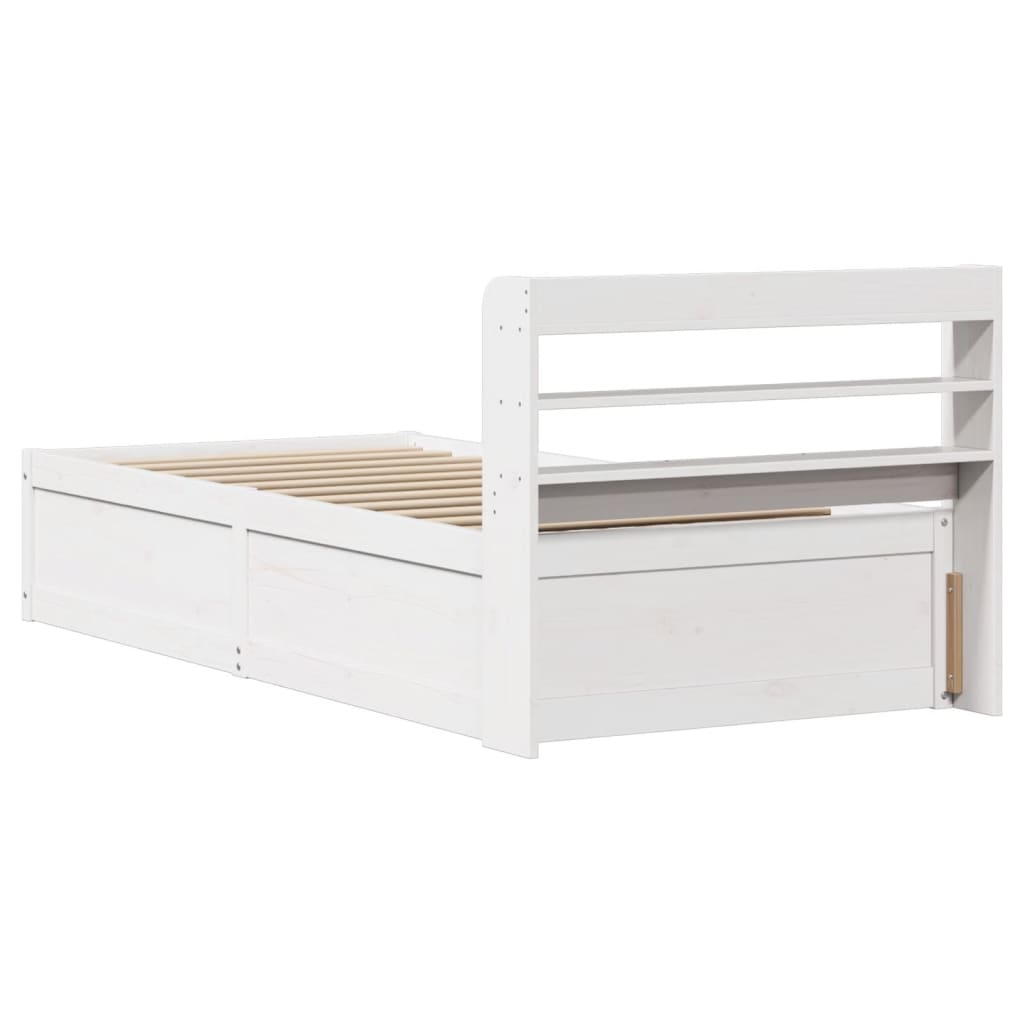 Bed Frame with Headboard White 100x200 cm Solid Wood Pine