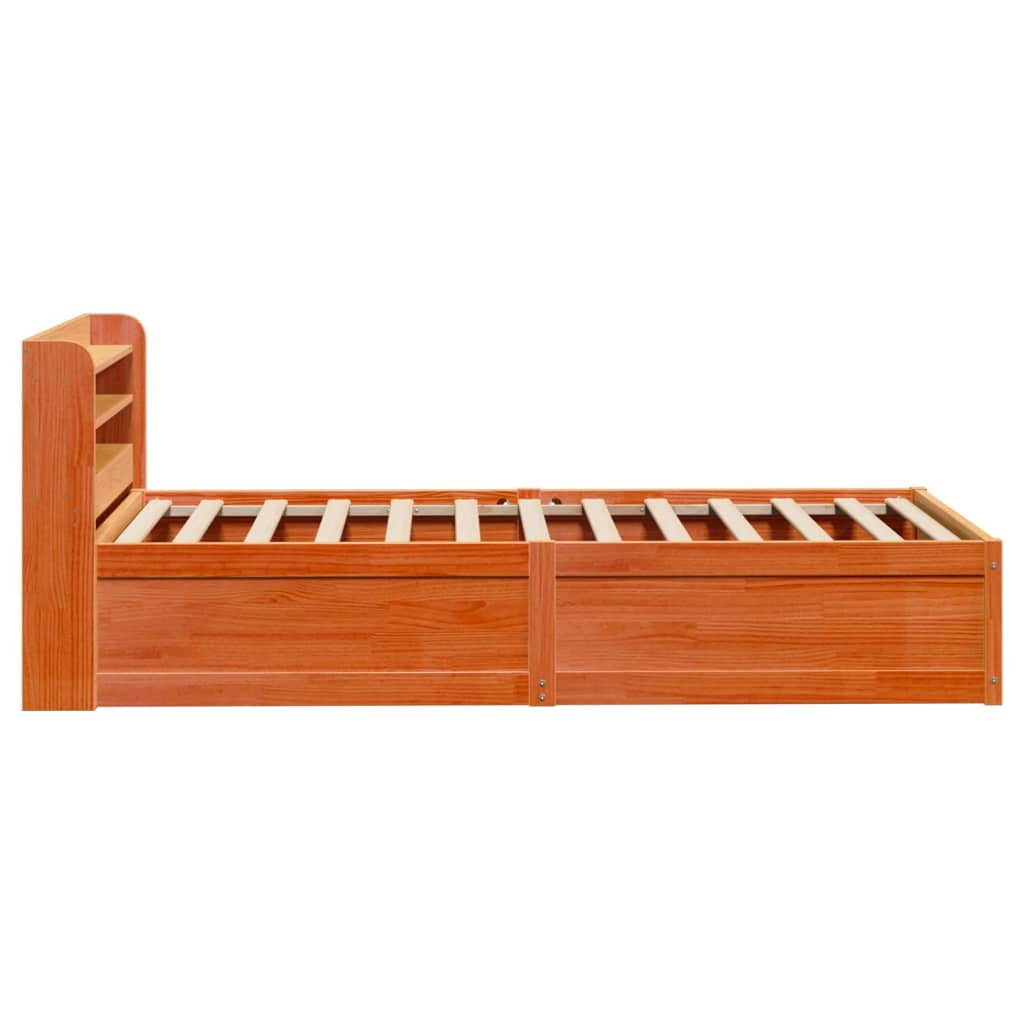Bed Frame with Headboard Wax Brown 75x190 cm Small Single Solid Wood Pine