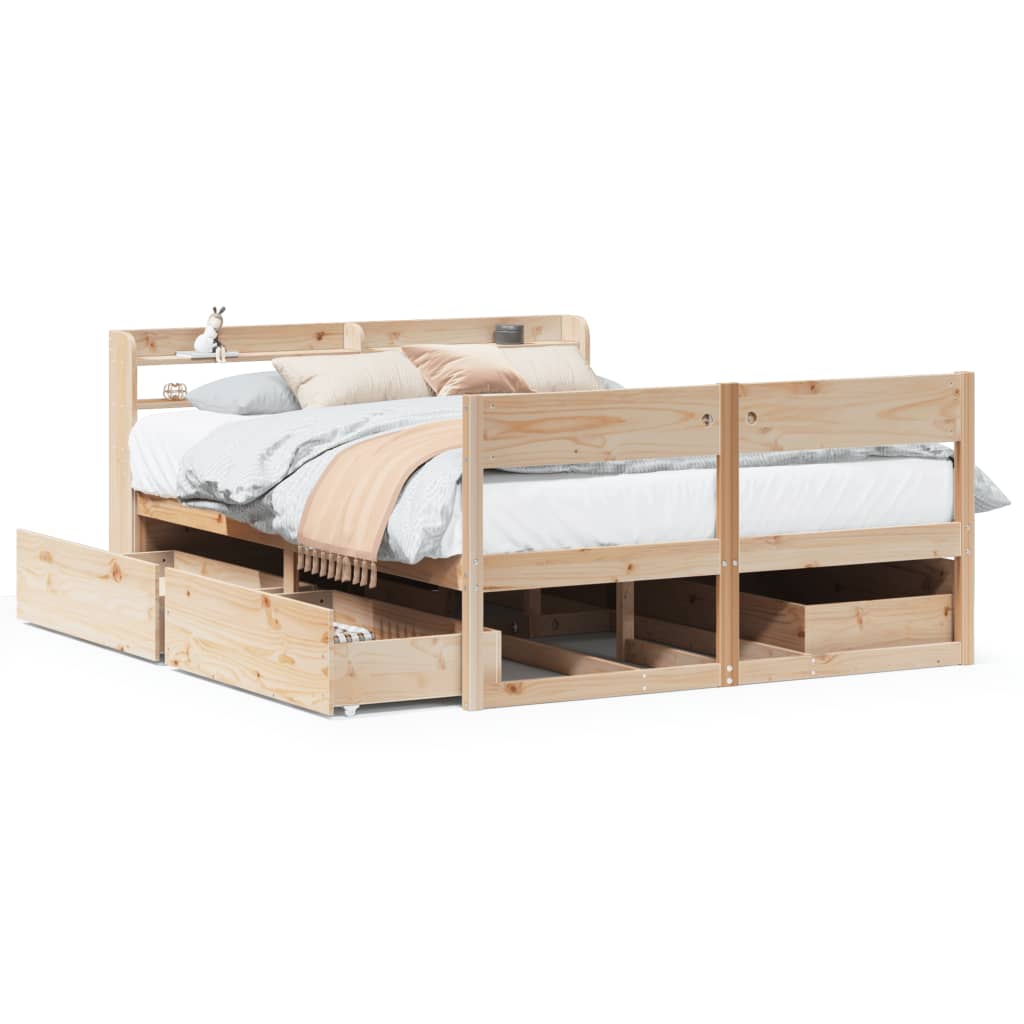 Bed Frame without Mattress 140x190 cm Solid Wood Pine