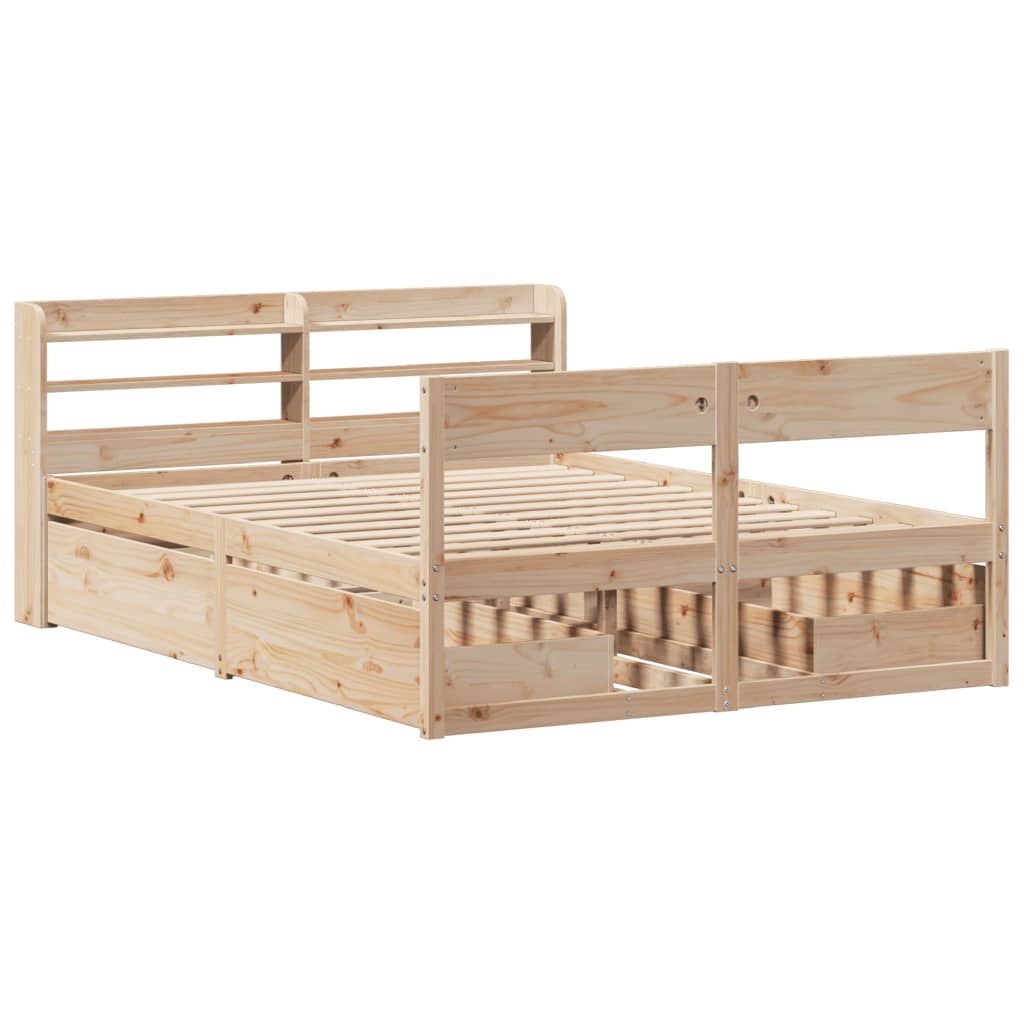 Bed Frame without Mattress 140x190 cm Solid Wood Pine