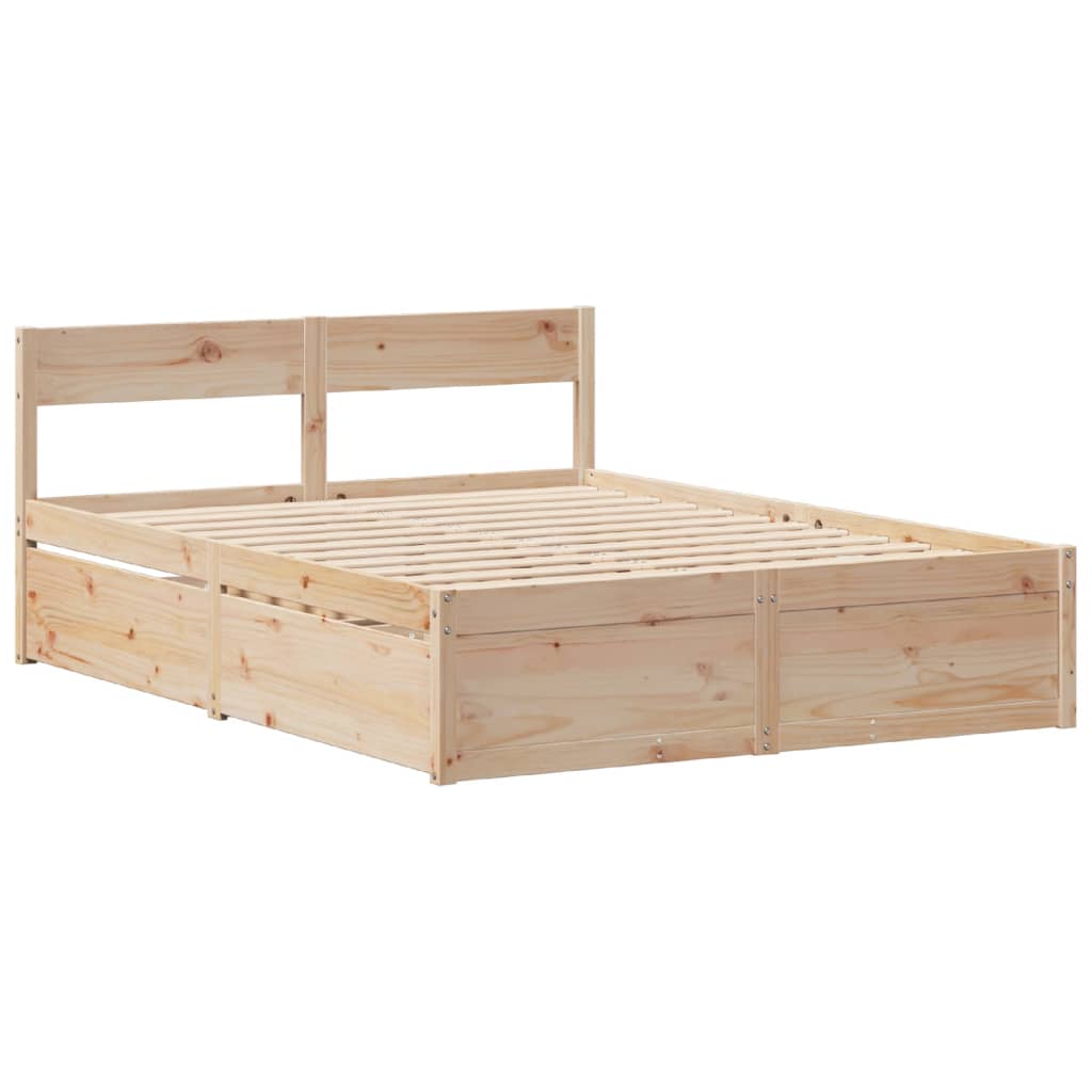 Bed Frame without Mattress 140x190 cm Solid Wood Pine