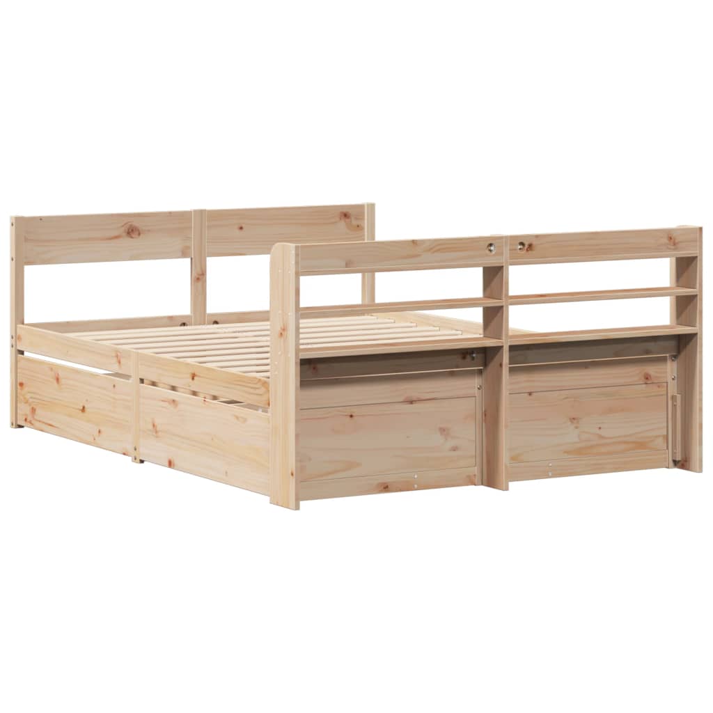 Bed Frame without Mattress 140x190 cm Solid Wood Pine