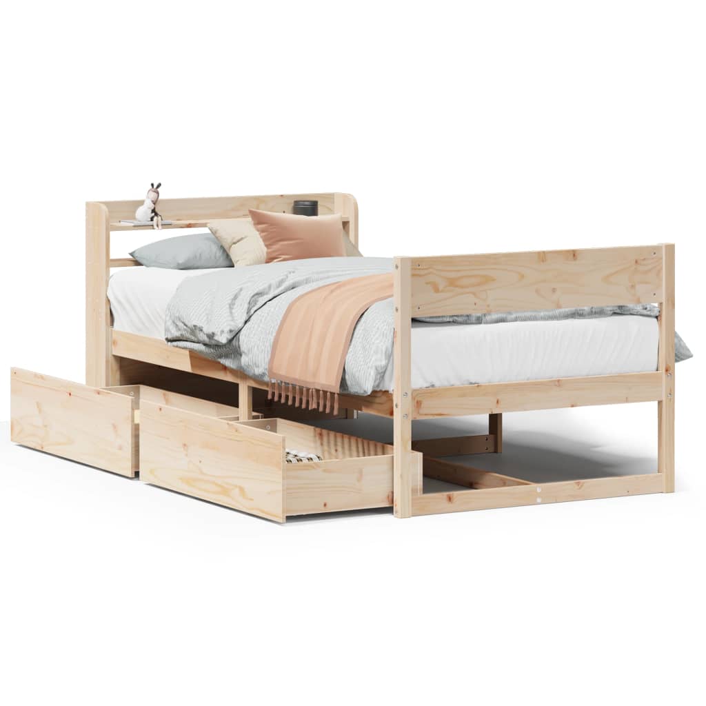 Bed Frame without Mattress 75x190 cm Small Single Solid Wood Pine