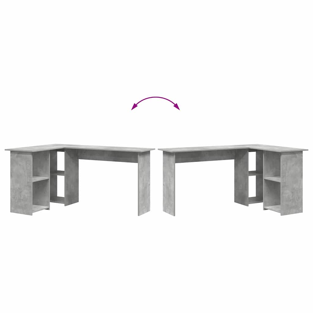 Modern Wooden Home Office L-Shape Corner Computer Desk With Open Storage Shelves