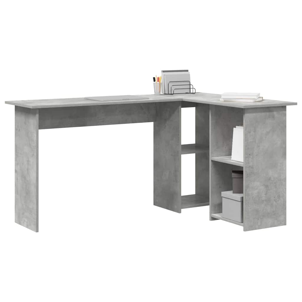 Modern Wooden Home Office L-Shape Corner Computer Desk With Open Storage Shelves