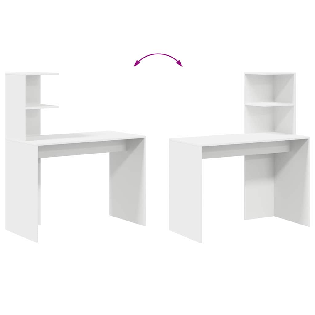 Desk with Shelf White 102 x 50 x 124 cm Engineered wood