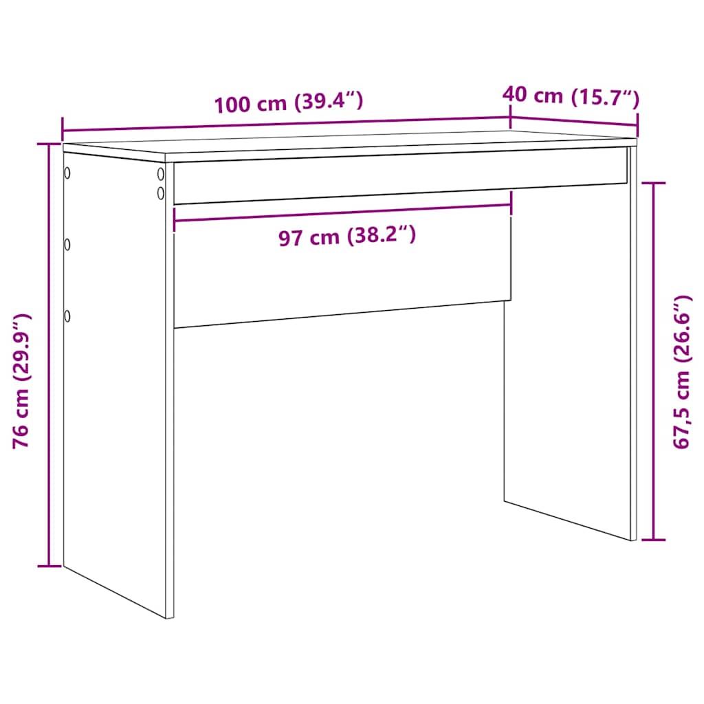 Desk White 100 x 40 x 76 cm Engineered wood