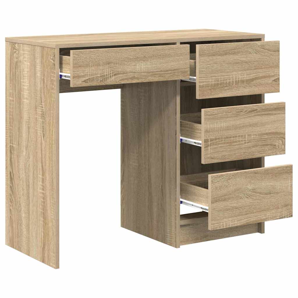 Modern Wooden Home Office Writing Computer Desk Table With 4 Storage Drawers