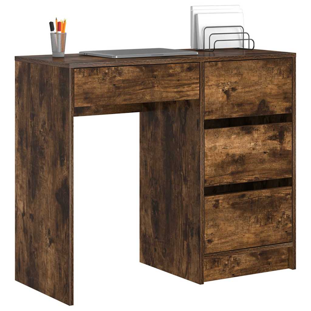 Modern Wooden Home Office Writing Computer Desk Table With 4 Storage Drawers