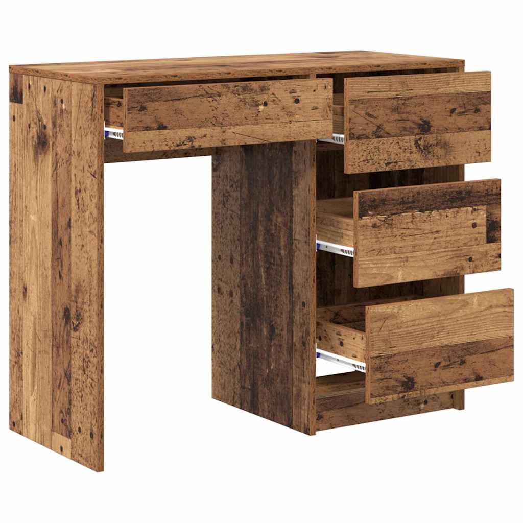 Modern Wooden Home Office Writing Computer Desk Table With 4 Storage Drawers