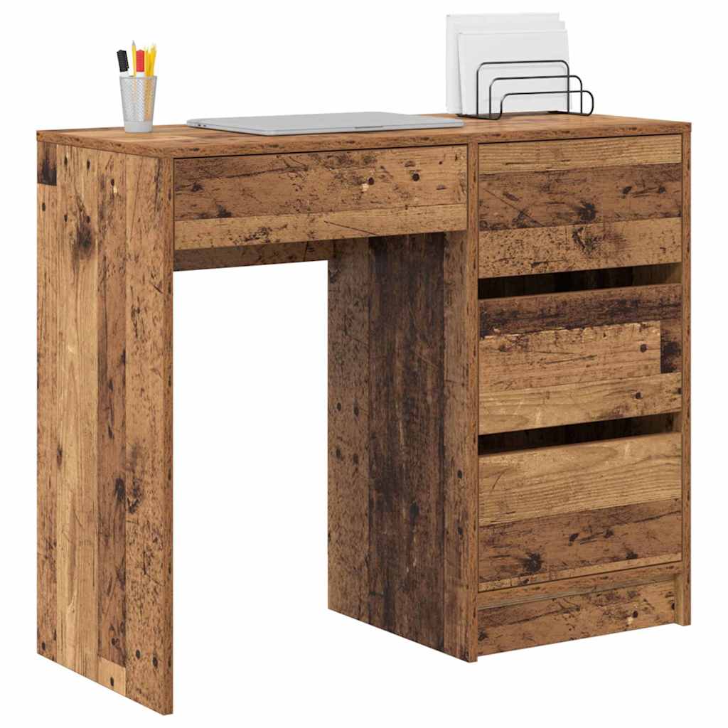 Modern Wooden Home Office Writing Computer Desk Table With 4 Storage Drawers
