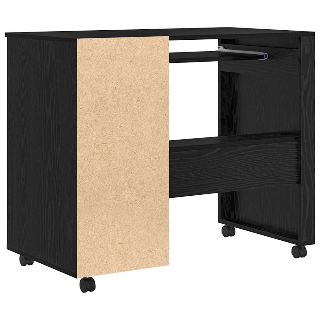 Modern Wooden Home Office Computer Desk Table With Wheels Keyboard Shelf Storage