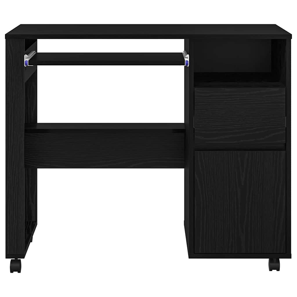 Modern Wooden Home Office Computer Desk Table With Wheels Keyboard Shelf Storage