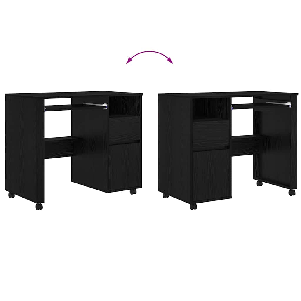 Modern Wooden Home Office Computer Desk Table With Wheels Keyboard Shelf Storage