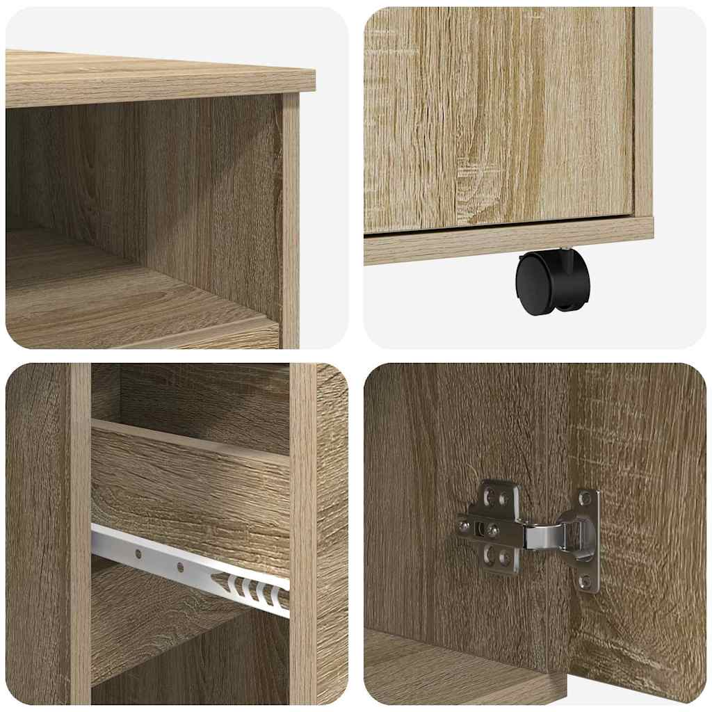 Modern Wooden Home Office Computer Desk Table With Wheels Keyboard Shelf Storage