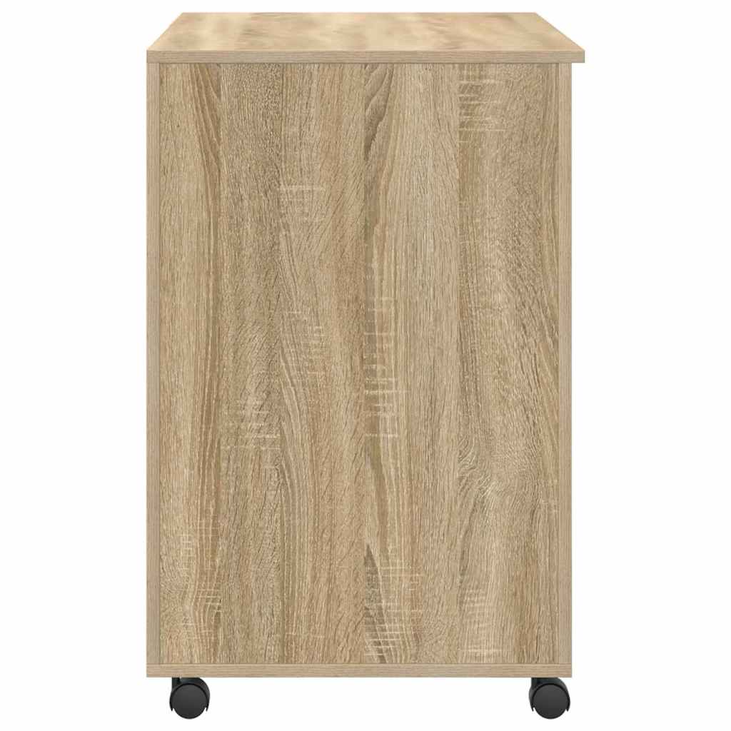 Modern Wooden Home Office Computer Desk Table With Wheels Keyboard Shelf Storage