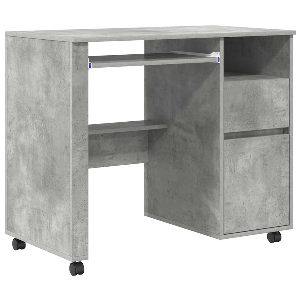 Modern Wooden Home Office Computer Desk Table With Wheels Keyboard Shelf Storage