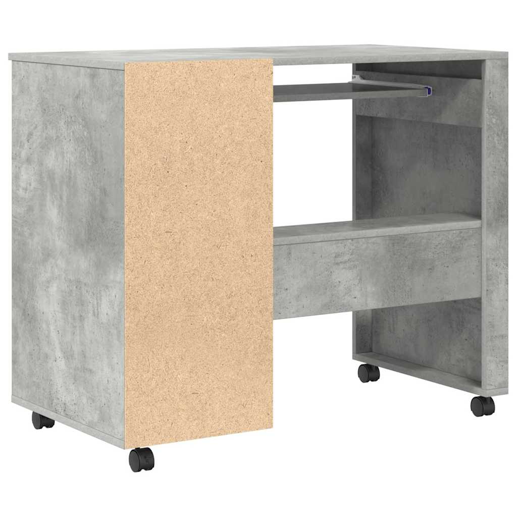 Modern Wooden Home Office Computer Desk Table With Wheels Keyboard Shelf Storage