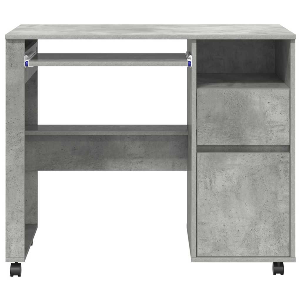 Modern Wooden Home Office Computer Desk Table With Wheels Keyboard Shelf Storage