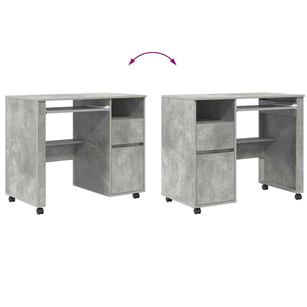 Modern Wooden Home Office Computer Desk Table With Wheels Keyboard Shelf Storage