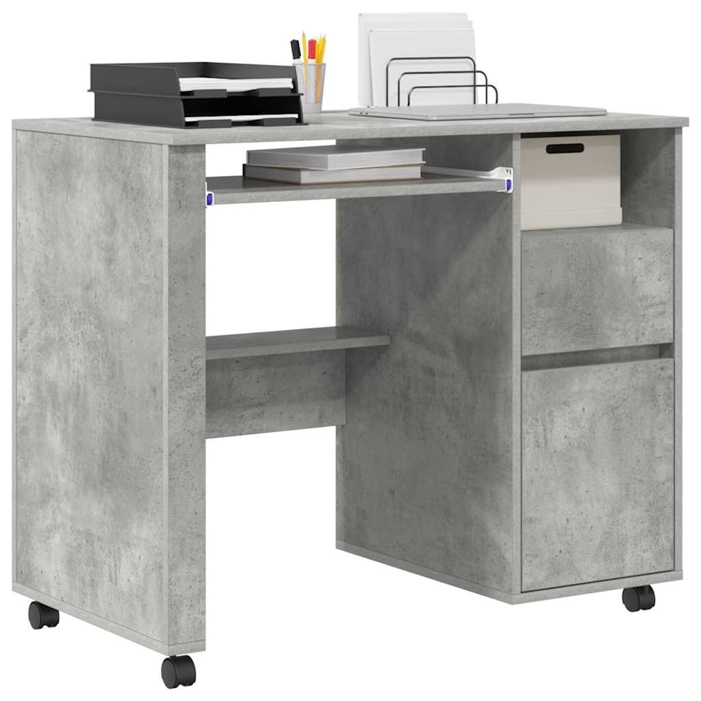 Modern Wooden Home Office Computer Desk Table With Wheels Keyboard Shelf Storage