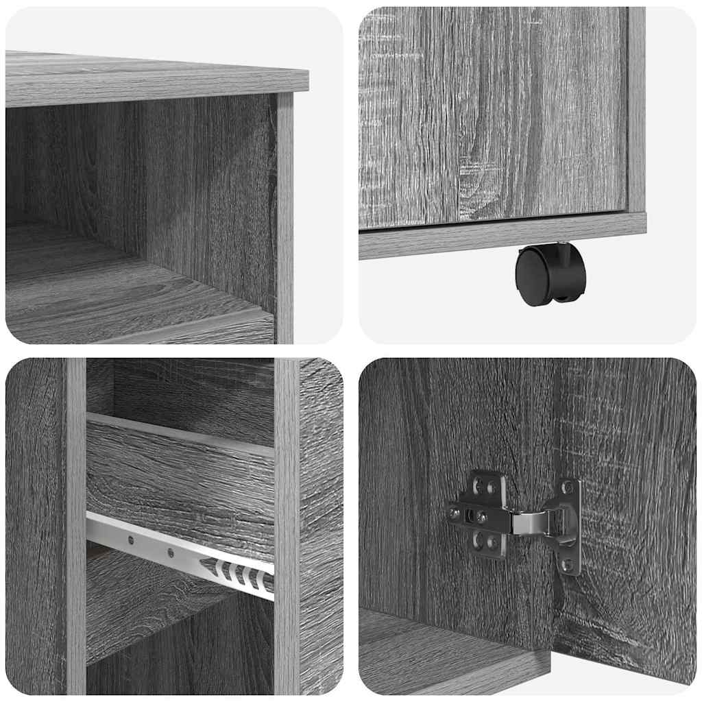 Modern Wooden Home Office Computer Desk Table With Wheels Keyboard Shelf Storage