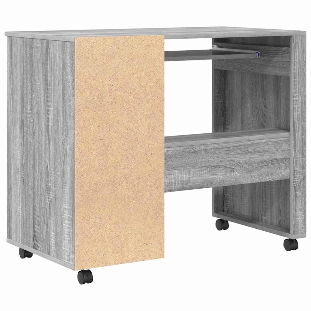 Modern Wooden Home Office Computer Desk Table With Wheels Keyboard Shelf Storage