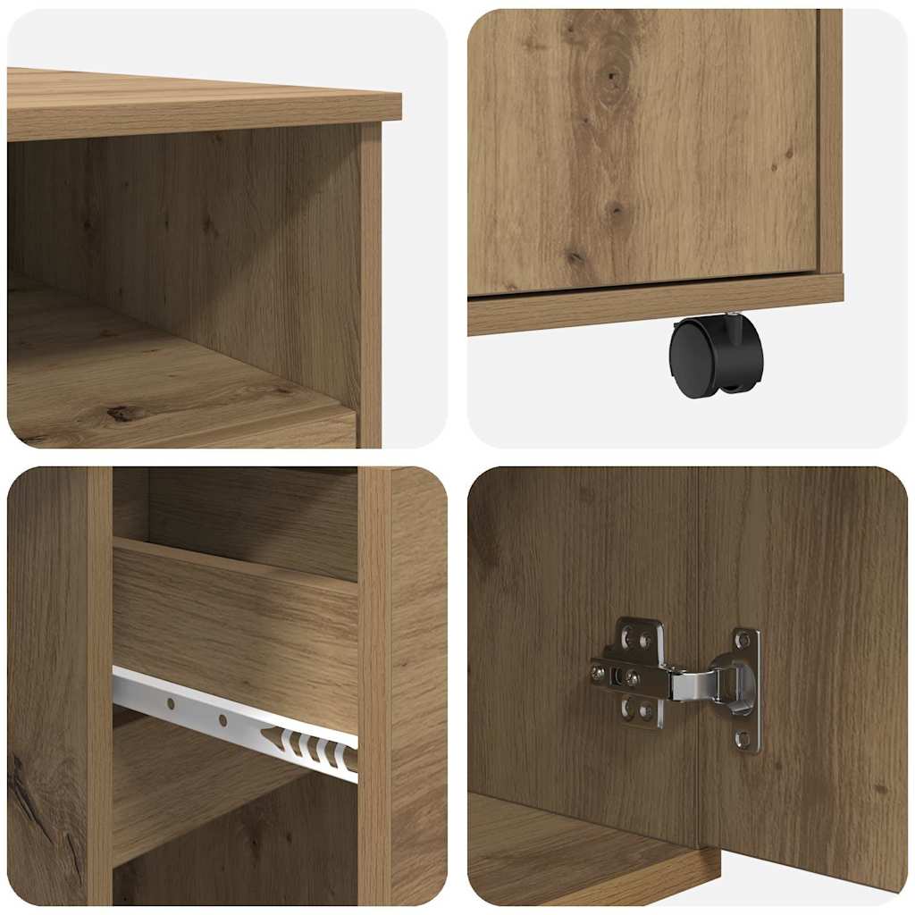 Modern Wooden Home Office Computer Desk Table With Wheels Keyboard Shelf Storage