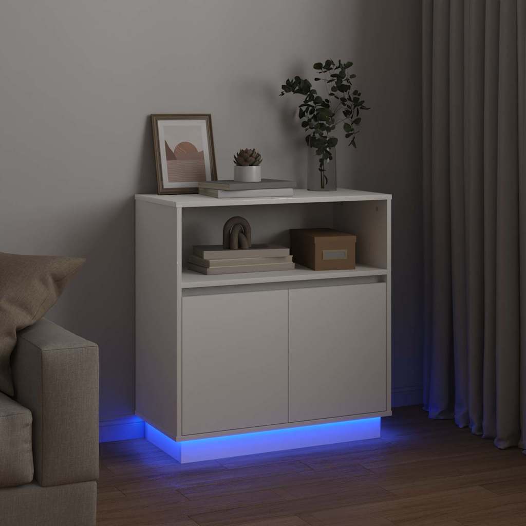 Sideboard with LED White 71 x 34.5 x 75 cm Engineered wood
