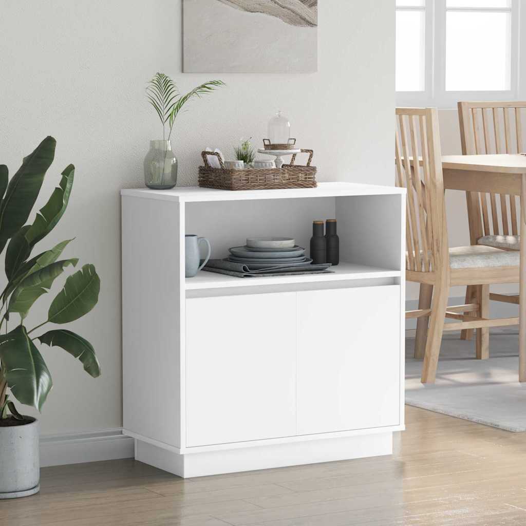 Sideboard with LED White 71 x 34.5 x 75 cm Engineered wood