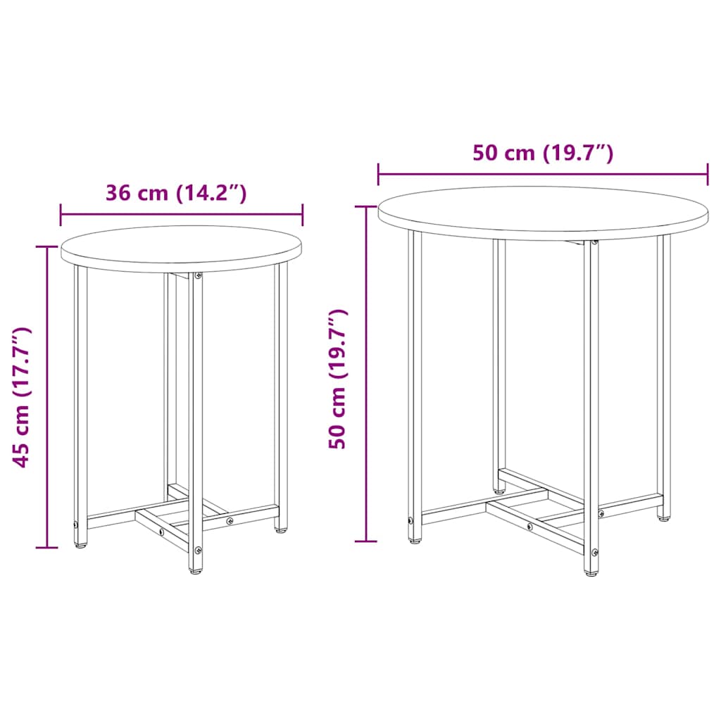 Side Table Set 2 pcs Black oak 50 x 50 x 50 cm
