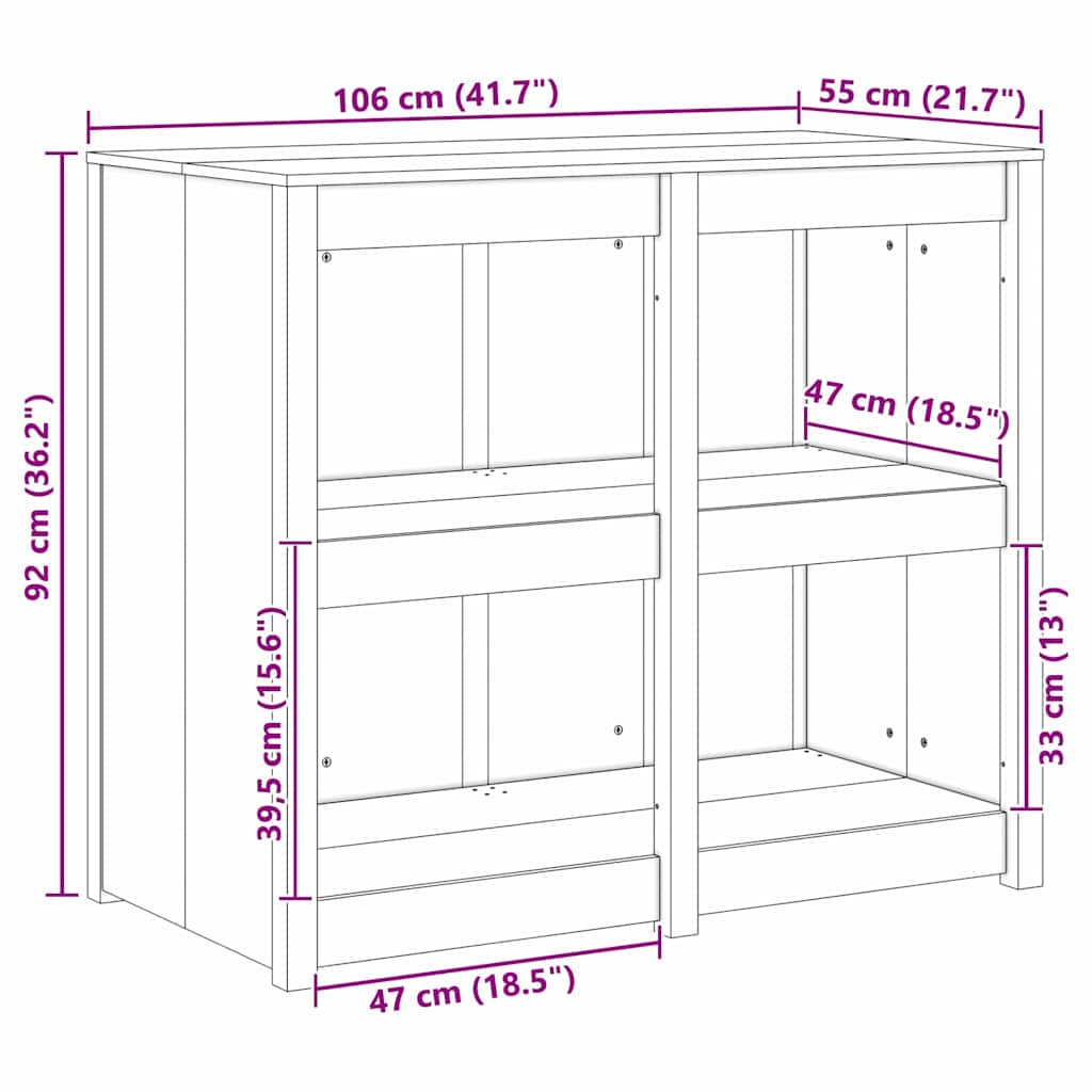 Kitchen Cabinet Brown 106 x 55 x 92 cm Solid Douglas Fir wood