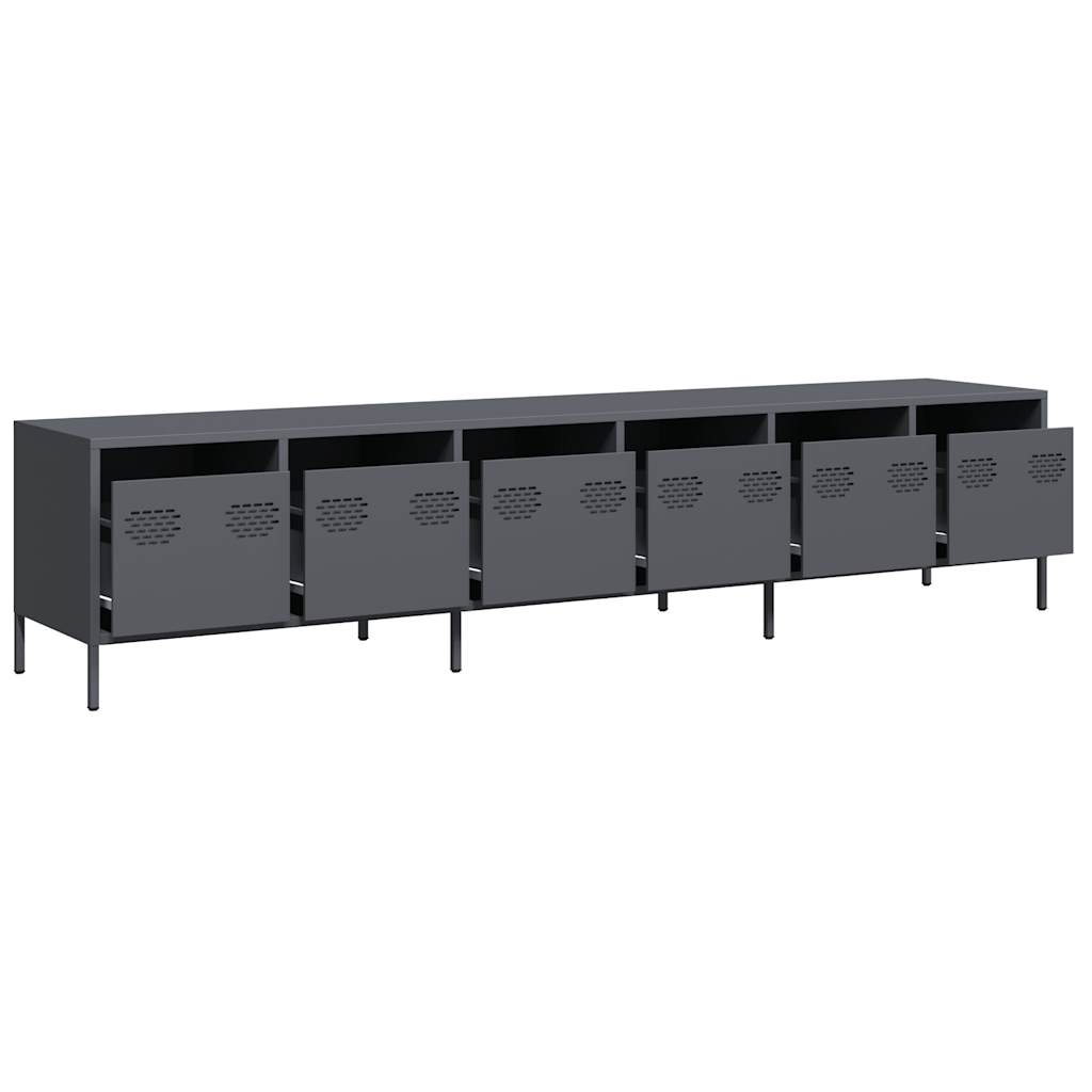 Industrial Steel Large 80 Inch TV Tele Stand Unit Cabinet With 6 Storage Drawers