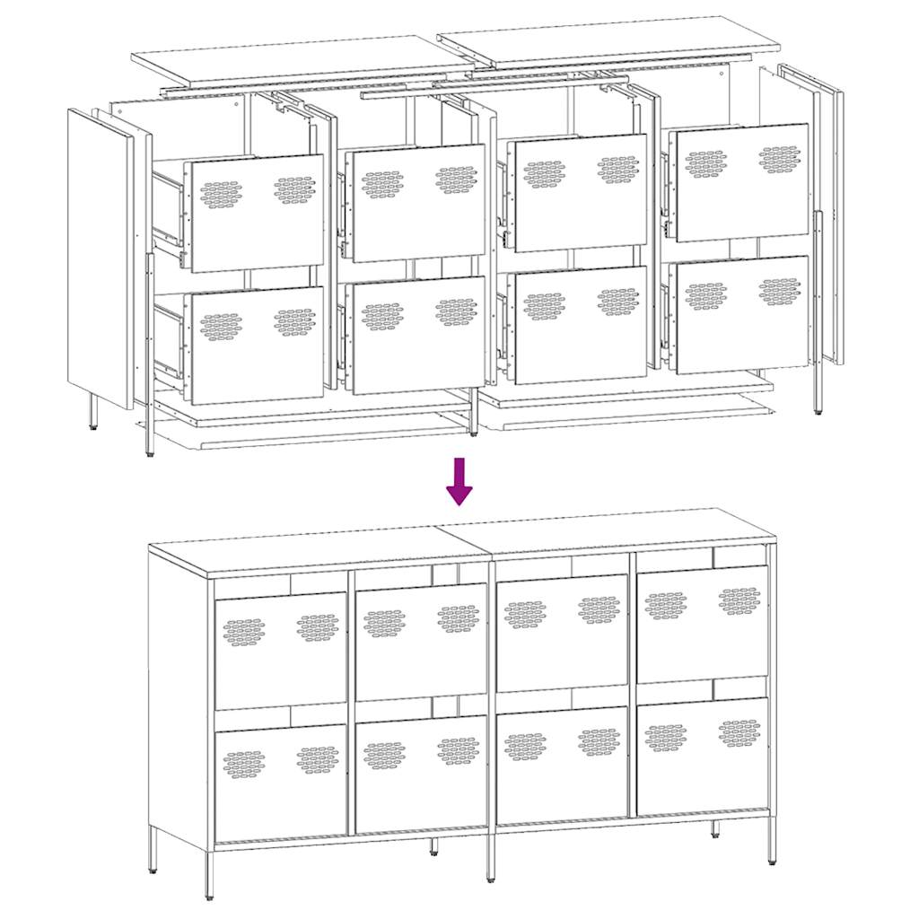 Sideboard Mustard Yellow 135x39x73.5 cm Cold-rolled Steel
