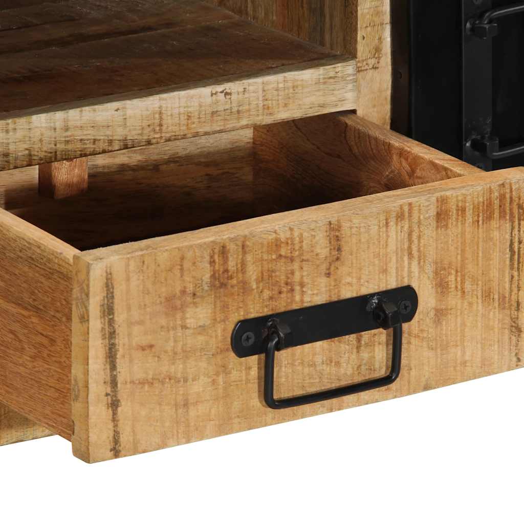 TV Cabinet 100x30x35 cm Solid Rough Wood Mango