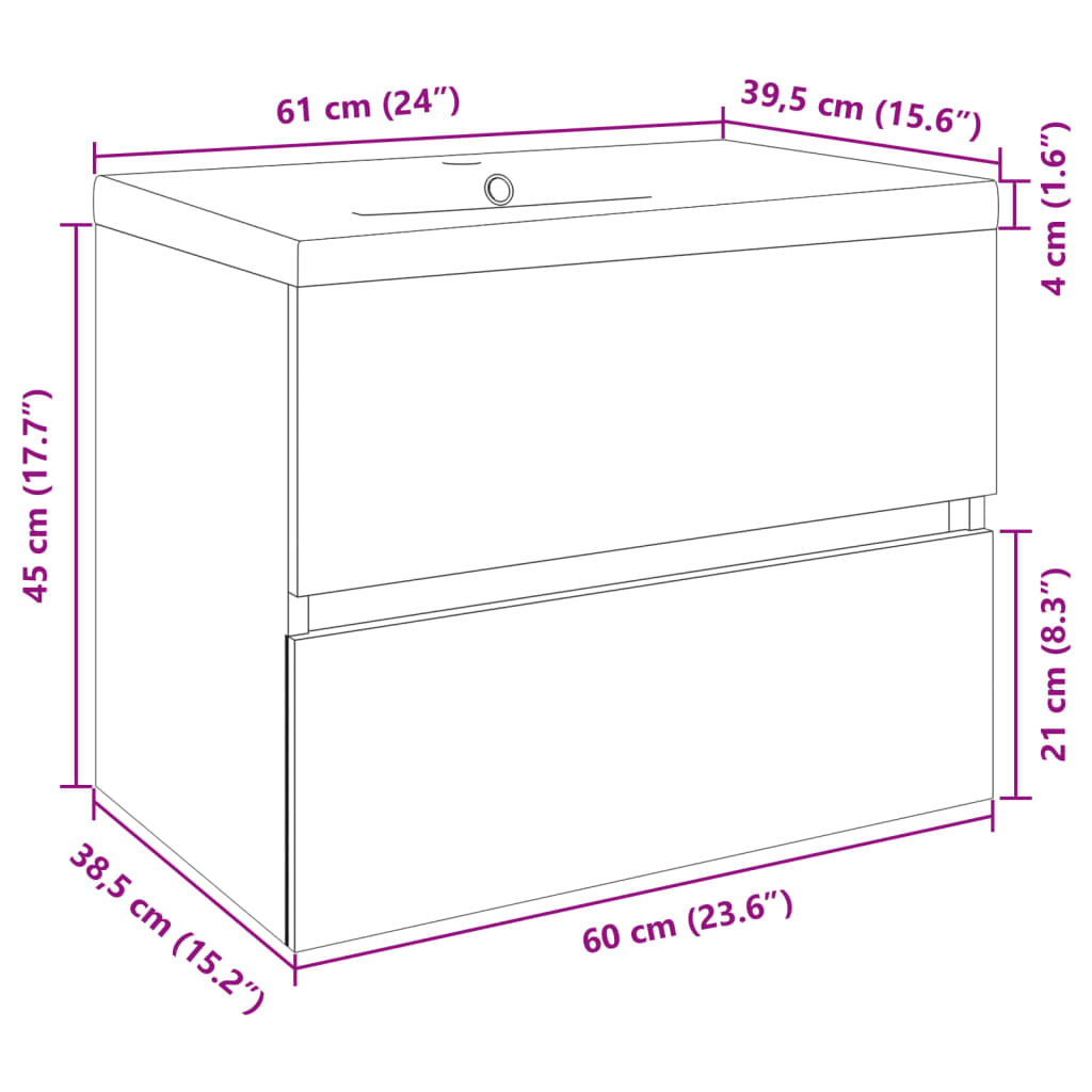 2 Piece Bathroom Furniture Set Ceramic and Engineered Wood