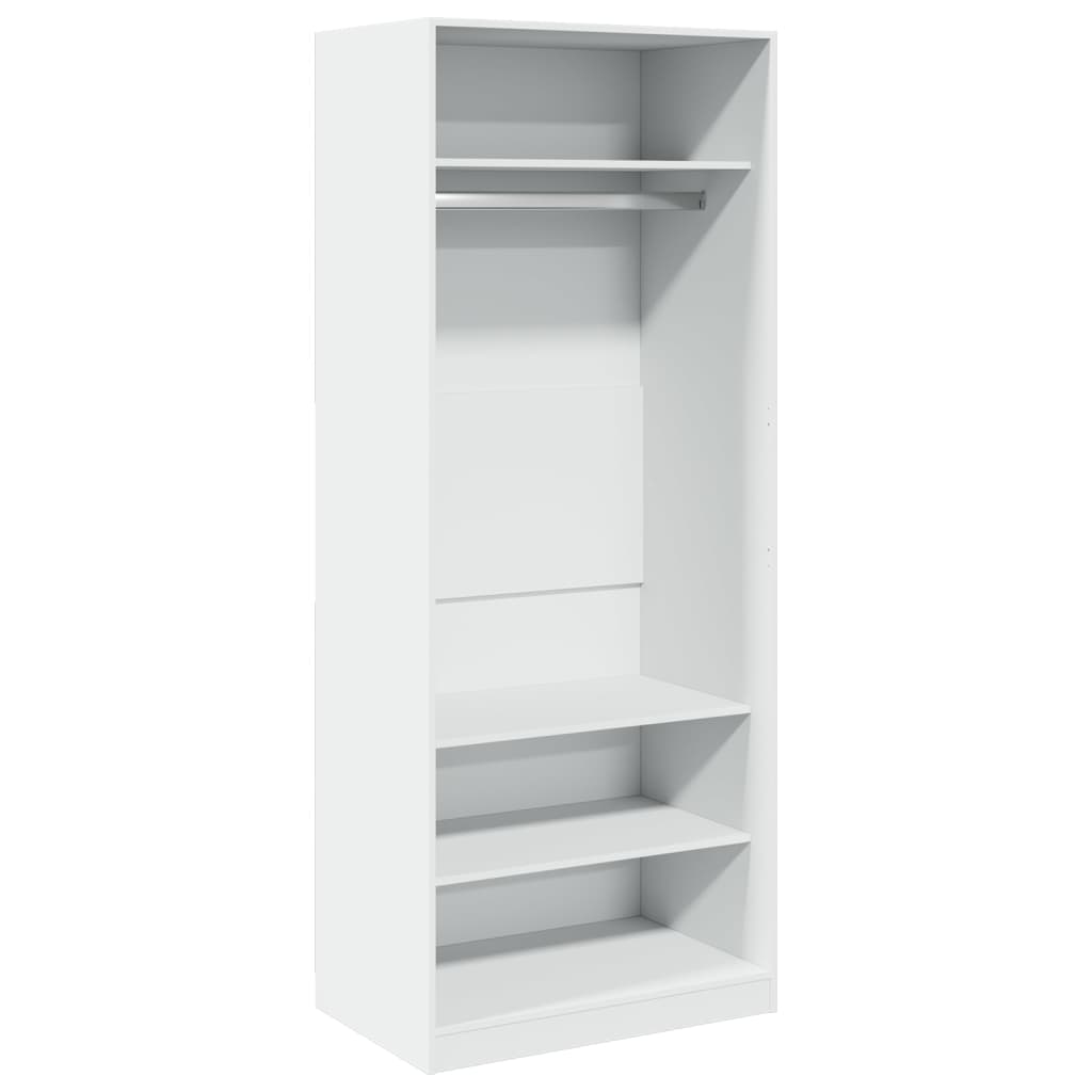 Modern Wooden Open Bedroom Wardrobe With Hanging Clothes Rail & Storage Shelves