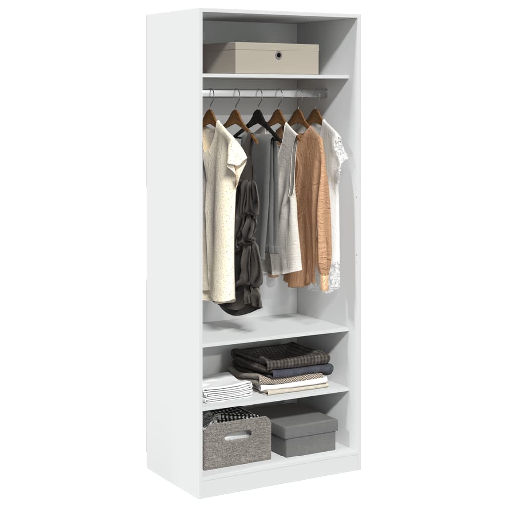 Modern Wooden Open Bedroom Wardrobe With Hanging Clothes Rail & Storage Shelves