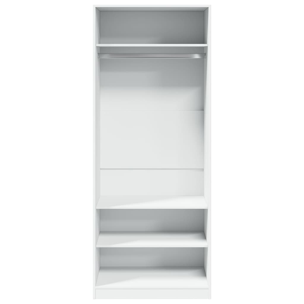 Modern Wooden Open Bedroom Wardrobe With Hanging Clothes Rail & Storage Shelves