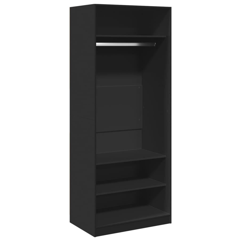 Modern Wooden Open Bedroom Wardrobe With Hanging Clothes Rail & Storage Shelves