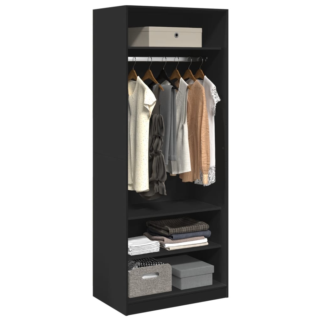 Modern Wooden Open Bedroom Wardrobe With Hanging Clothes Rail & Storage Shelves